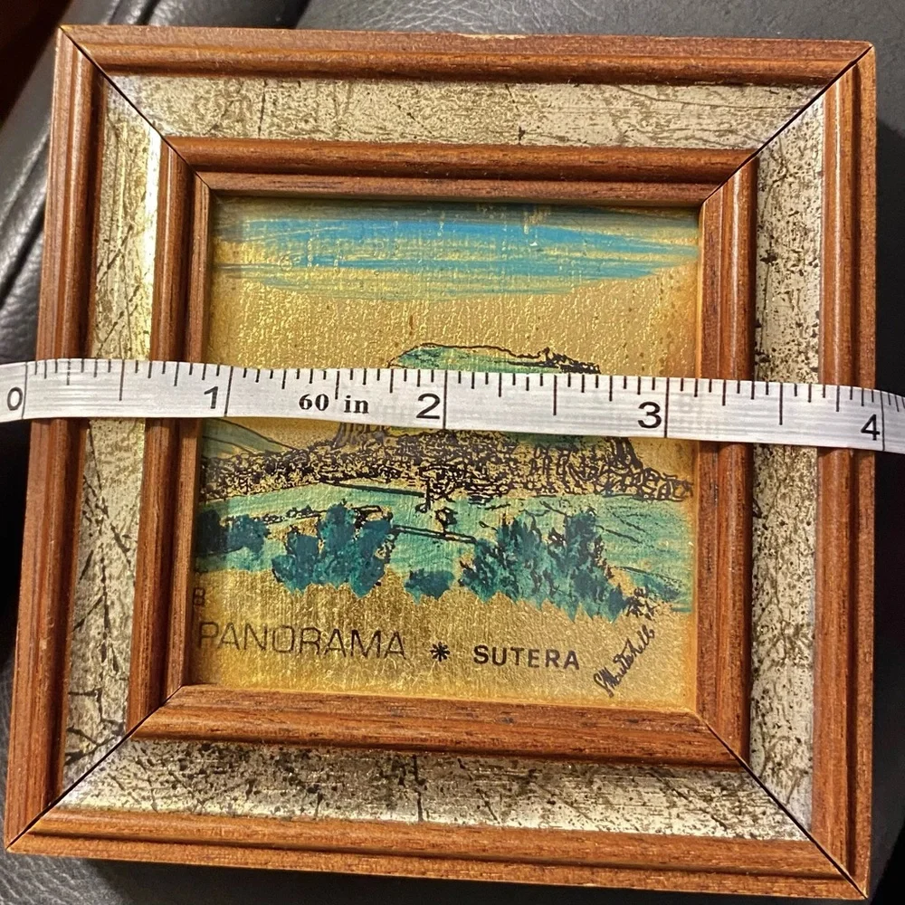 Mini Picture Hand Painted 23 K Gold Leaf Signed Italian Florentine Wall Gallery